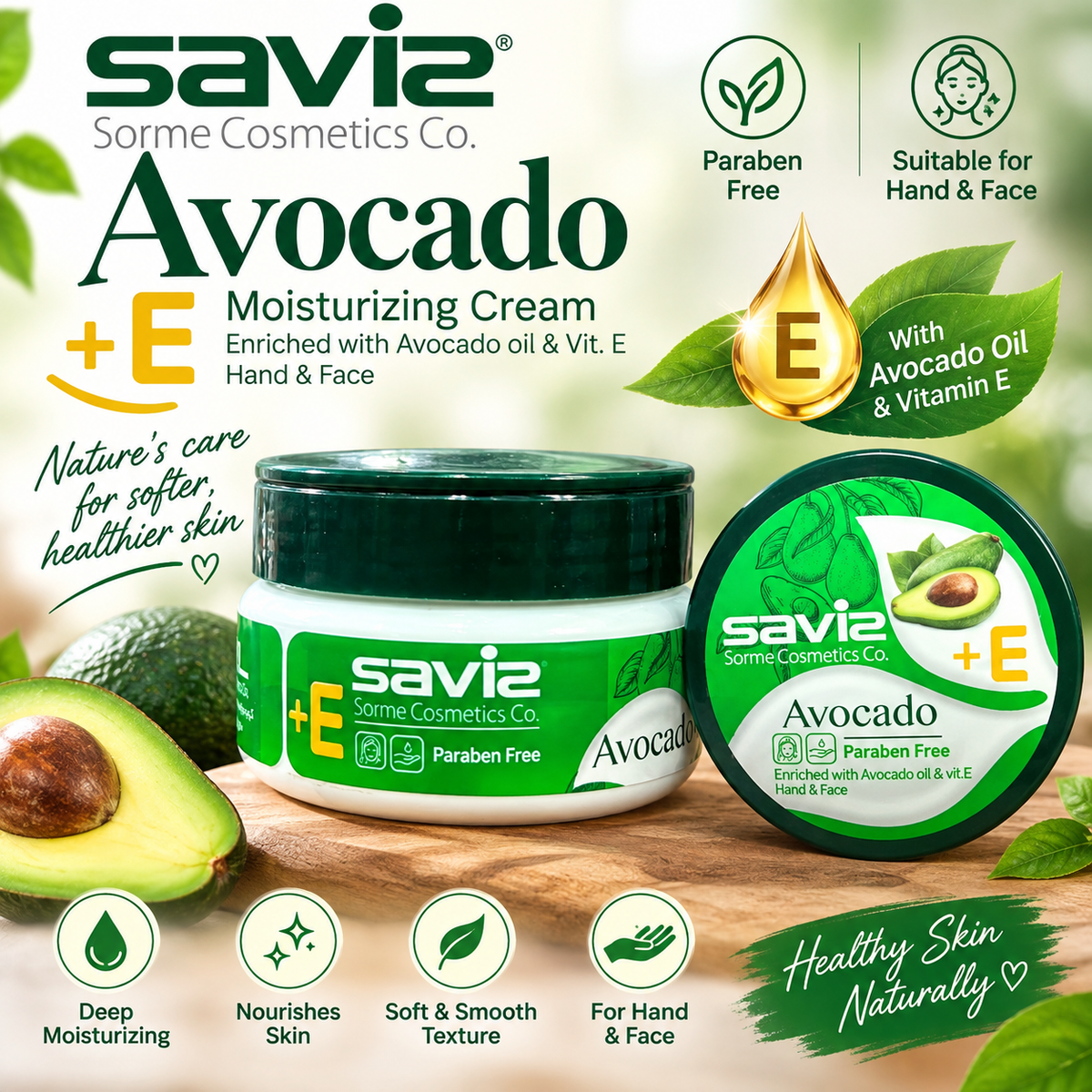 Saviz Moisturising Cream (Avacode + Vitamin E ) - Paraben Free