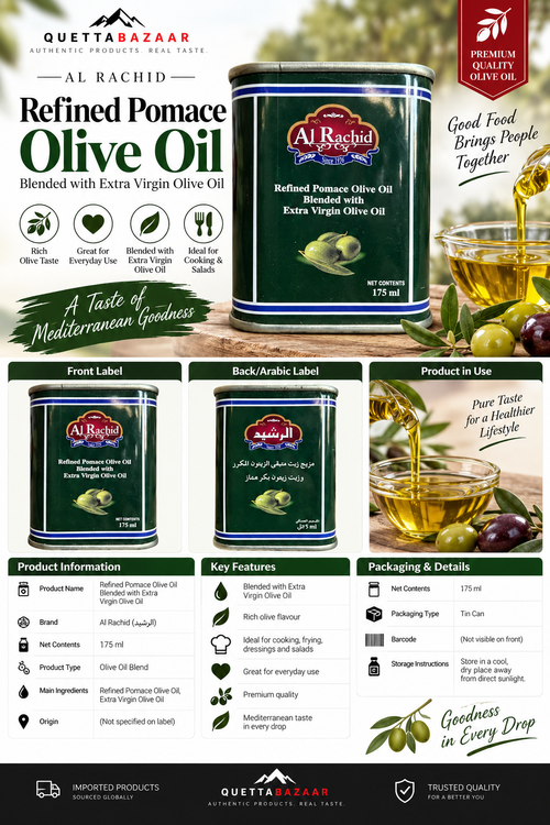 Al Rachid Refined Pomace Olive Oil Blended with Extra Virgin Olive Oil (175ml)