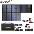 Suaoki 60W Solar Panel 5V USB and 18V DC Output Portable Foldable Power Bank Solar Charger for Smartphone Laptop