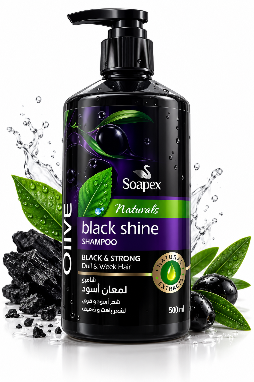 Soapex Naturals Black Shine Olive Extract Shampoo | 500g
